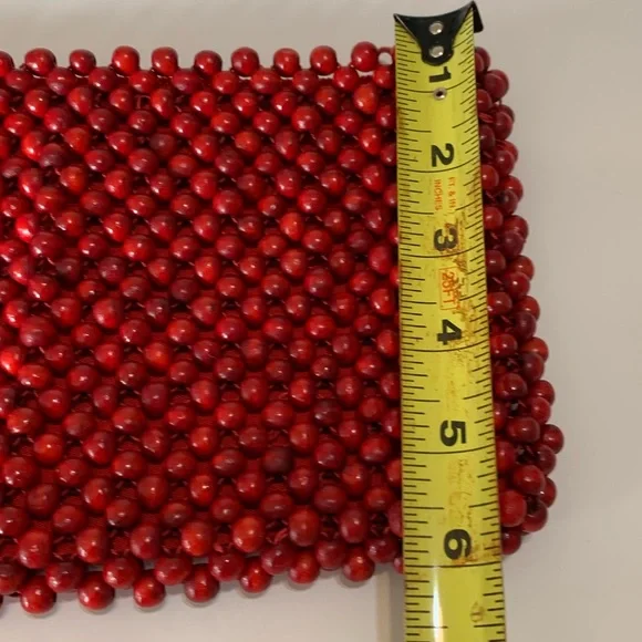Vintage Red Beaded Clutch - Picture 7 of 11
